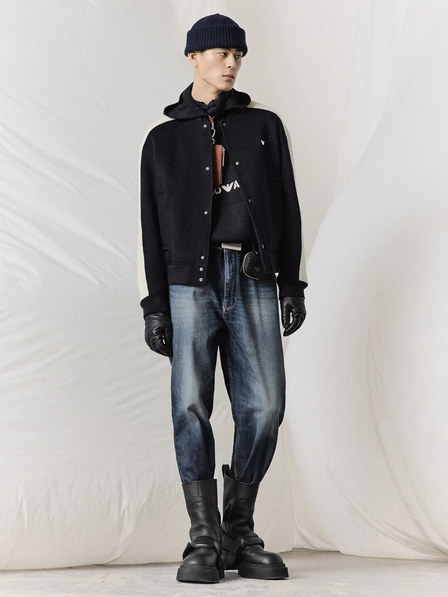 Blouson in lana vergine soft hand con bande a contrasto-Emporio Armani-Giacche-Vittorio Citro Boutique