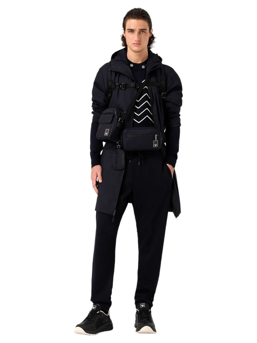 Maglione in lana vergine con ricamo chevron a riievo Travel Essential-Emporio Armani-Maglieria-Vittorio Citro Boutique