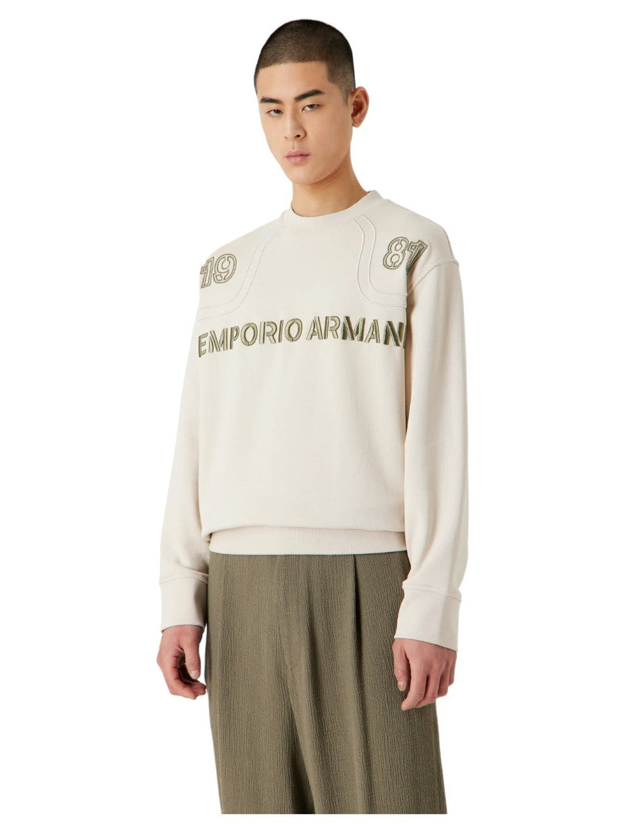 Felpa in jersey heavy con piping e ricamo a rilievo Emporio Armani 1981-Emporio Armani-Felpe-Vittorio Citro Boutique