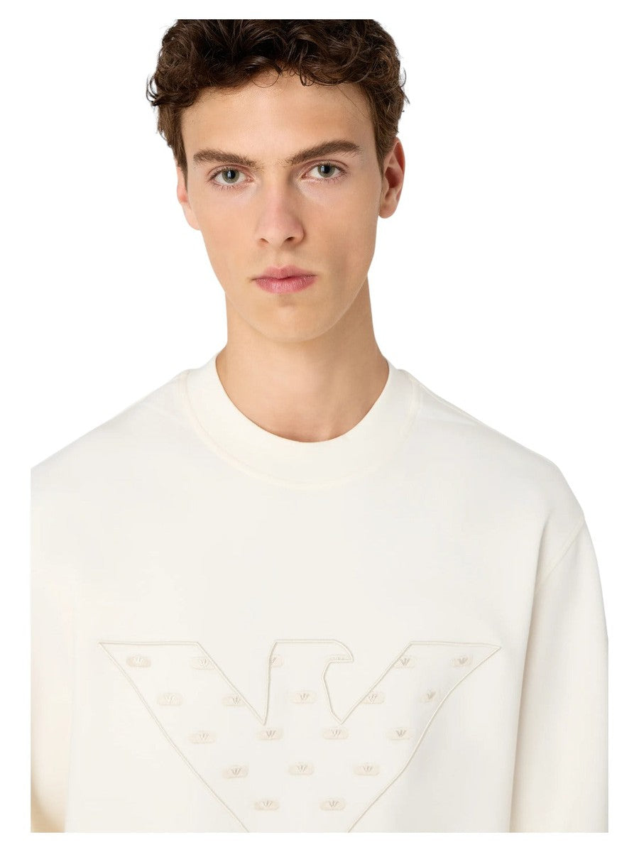 Felpa in double jersey con maxi aquila ricamata e micro aquile interne-Emporio Armani-Felpe-Vittorio Citro Boutique