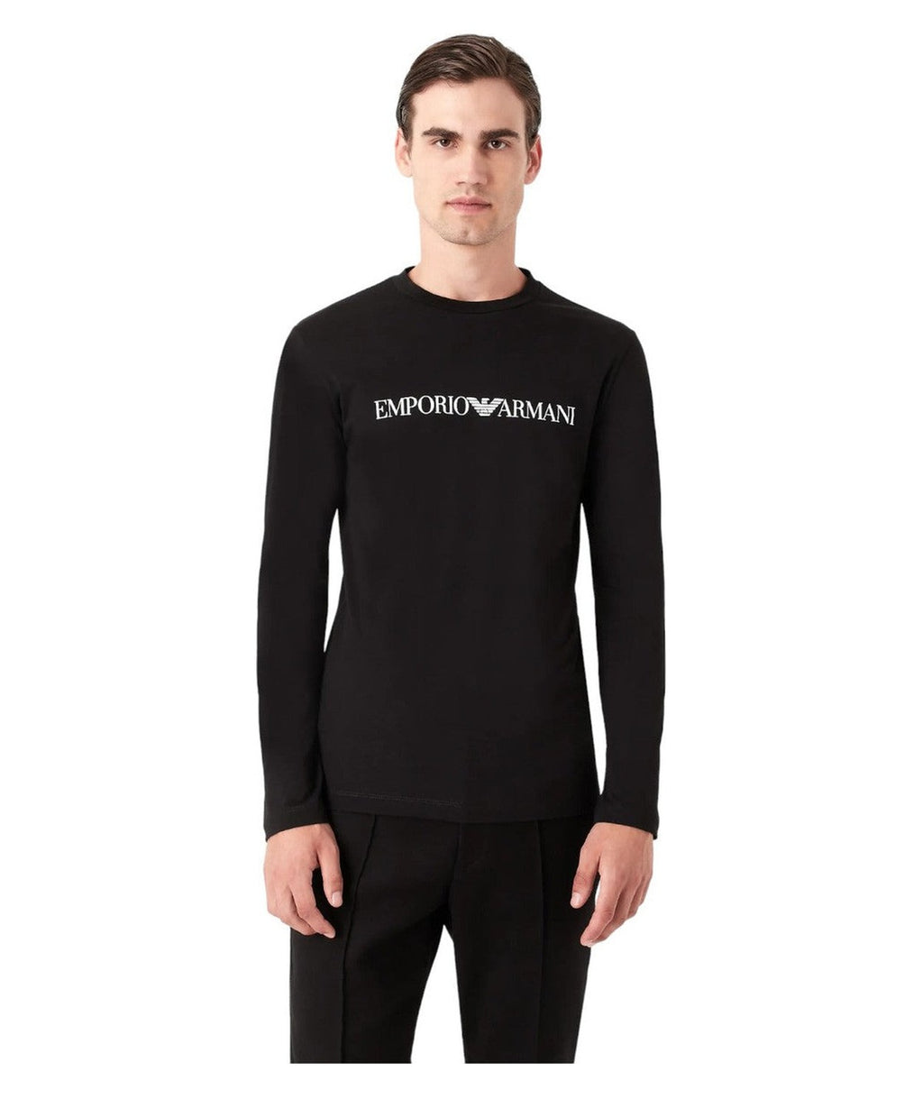 Maglia in jersey Pima con stampa logo-Emporio Armani-Maglieria-Vittorio Citro Boutique