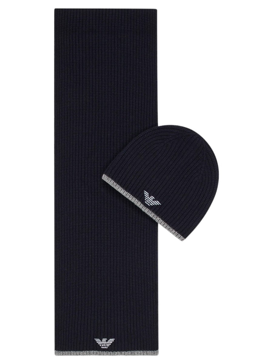 Set cappello e sciarpa con ricamo aquila-Emporio Armani-Cappelli-Vittorio Citro Boutique