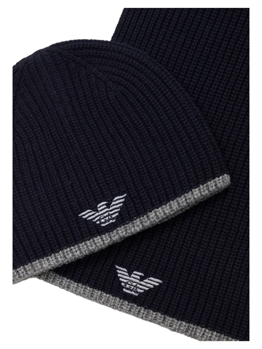 Set cappello e sciarpa con ricamo aquila-Emporio Armani-Cappelli-Vittorio Citro Boutique