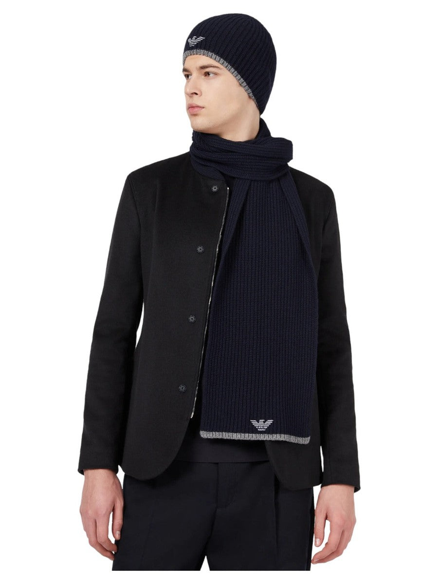 Set cappello e sciarpa con ricamo aquila-Emporio Armani-Cappelli-Vittorio Citro Boutique