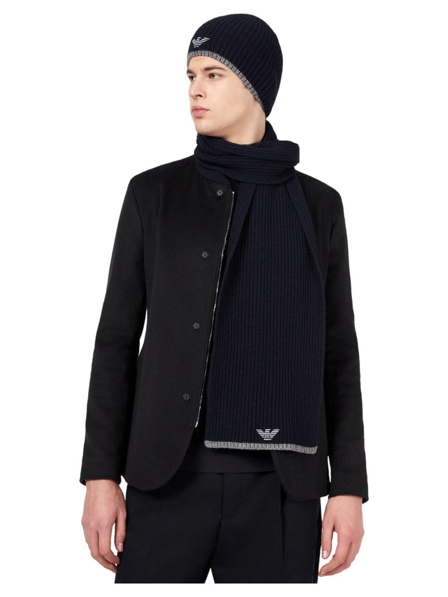 Set cappello e sciarpa con ricamo aquila-Emporio Armani-Cappelli-Vittorio Citro Boutique