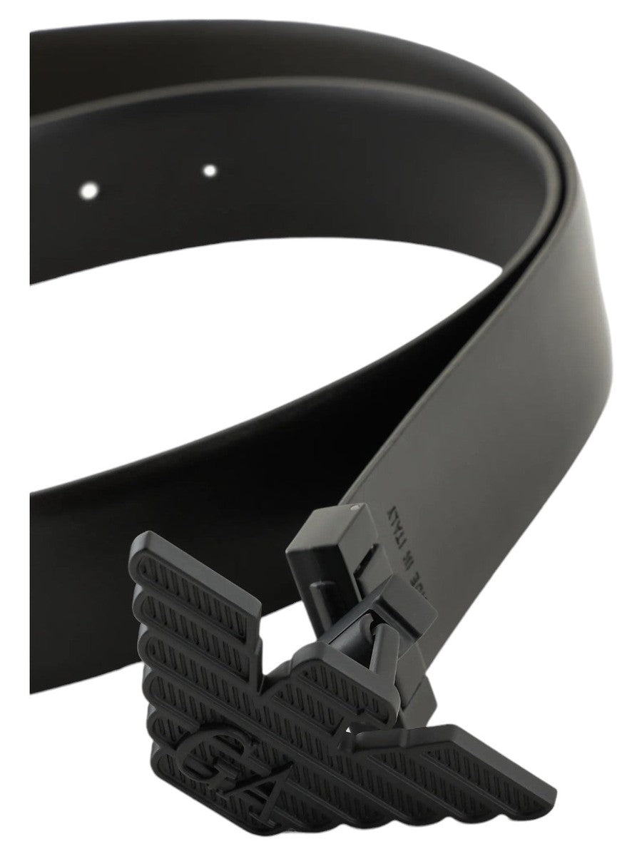 Cintura in pelle stampa a rilievo con fibbia aquila-Emporio Armani-Cinture-Vittorio Citro Boutique
