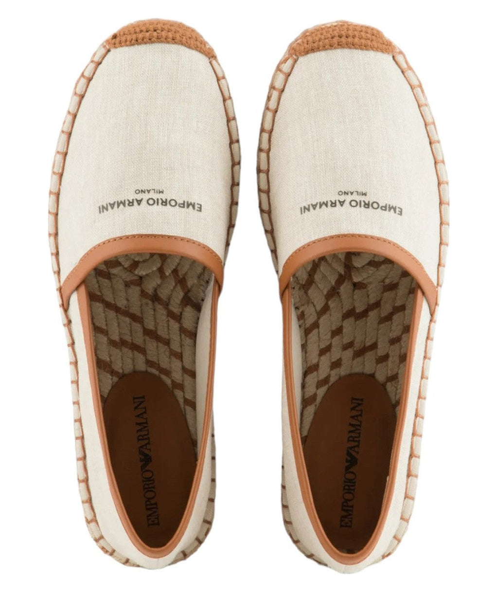 Espadrillas in lino con profili in cuoio-Emporio Armani-Espadrillas-Vittorio Citro Boutique