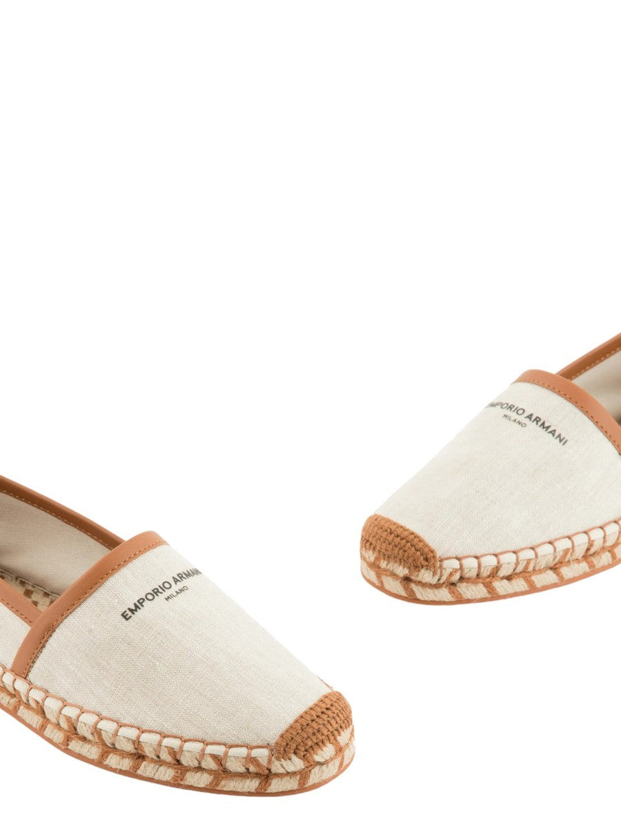 Espadrillas in lino con profili in cuoio-Emporio Armani-Espadrillas-Vittorio Citro Boutique