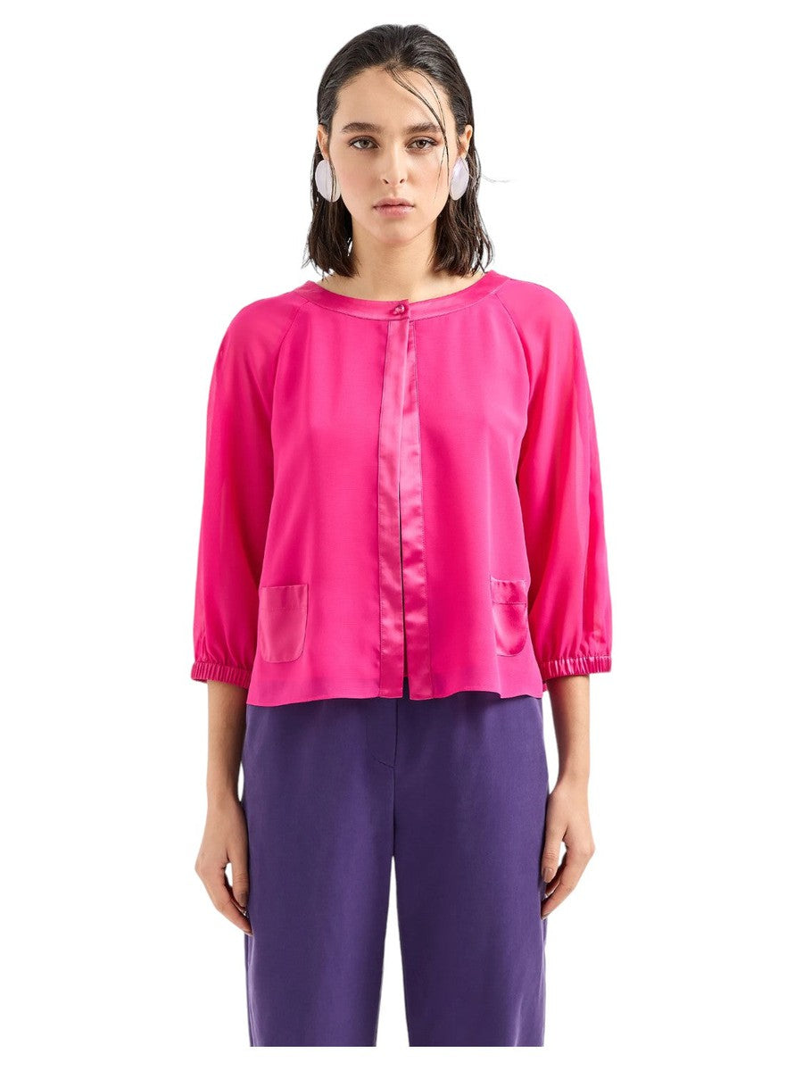 Camicia in georgette con dettagli in raso-Emporio Armani-Camicie-Vittorio Citro Boutique