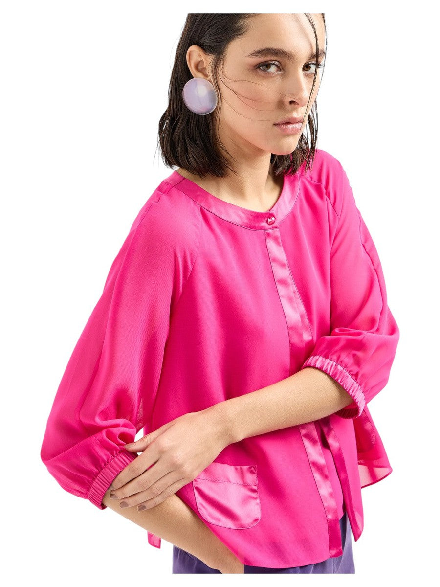 Camicia in georgette con dettagli in raso-Emporio Armani-Camicie-Vittorio Citro Boutique