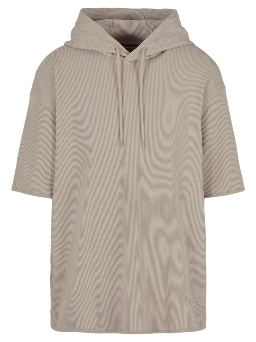 Maglia a maniche corte con cappuccio in jersey canneté-Emporio Armani-T-shirt-Vittorio Citro Boutique