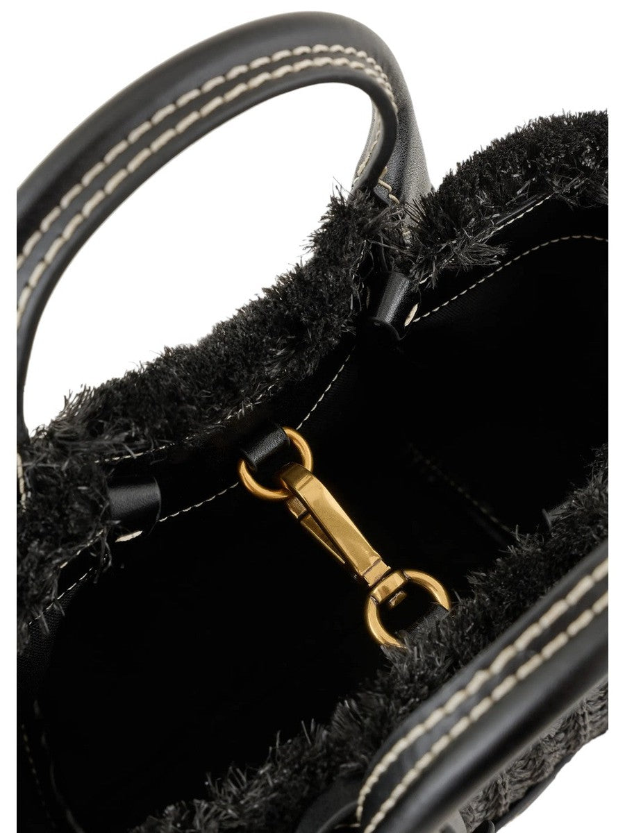 Borsa a mano in paglia intrecciata con charm logo-Emporio Armani-Borse a mano-Vittorio Citro Boutique