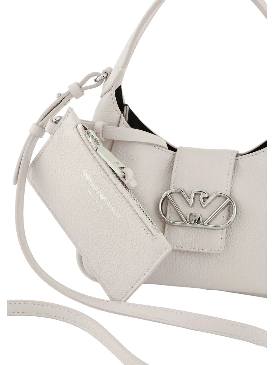 Borsa a mano hobo in pelle con fibbia aquila-Borse a mano-Emporio Armani-Vittorio Citro Boutique