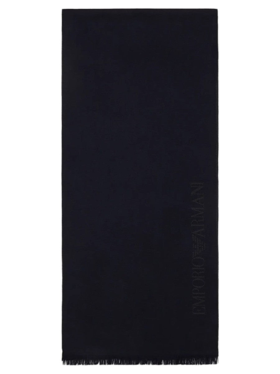 Sciarpa in lana con logo lettering jacquard-Emporio Armani-Sciarpe & stole-Vittorio Citro Boutique