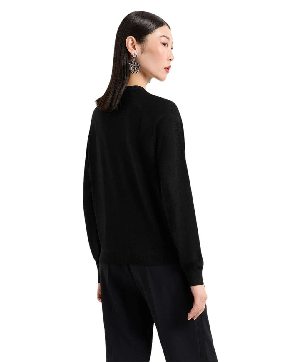 Maglione in lana rasata con micro strass-Emporio Armani-Maglieria-Vittorio Citro Boutique
