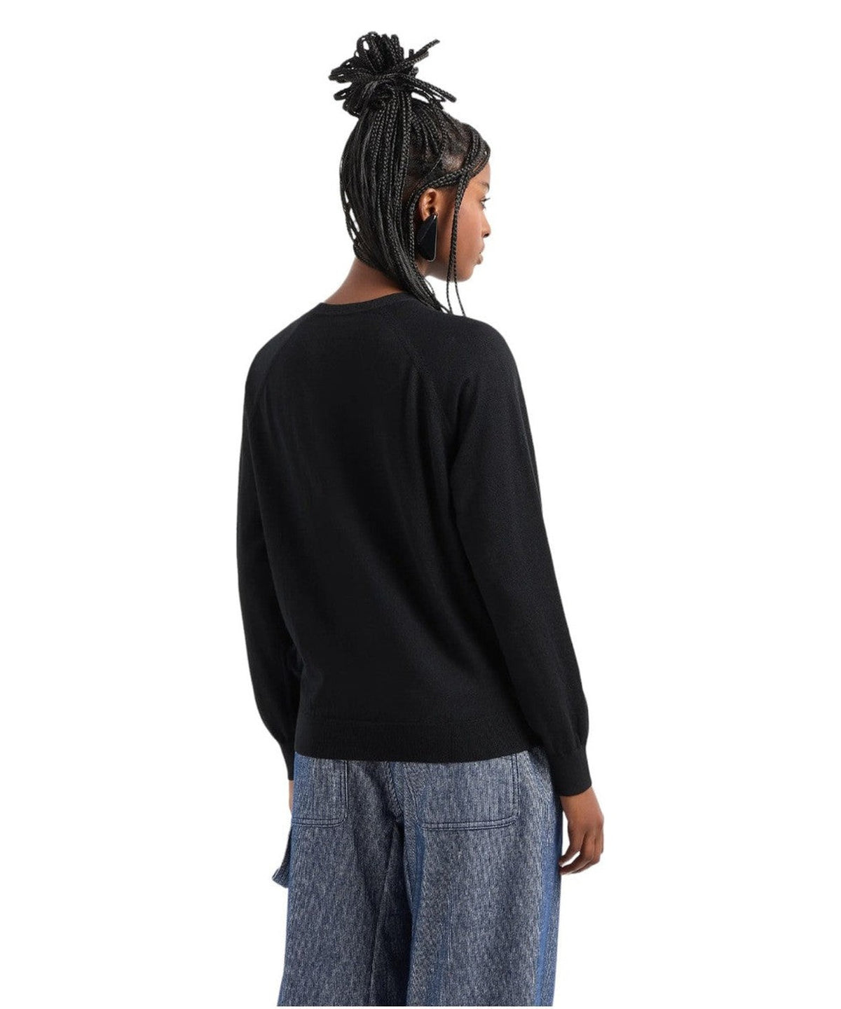 Maglione in lana rasata con micro strass Logo-Emporio Armani-Maglieria-Vittorio Citro Boutique