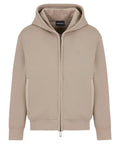 Felpa con zip e cappuccio in double jersey con dettagli velour-Emporio Armani-Felpe-Vittorio Citro Boutique