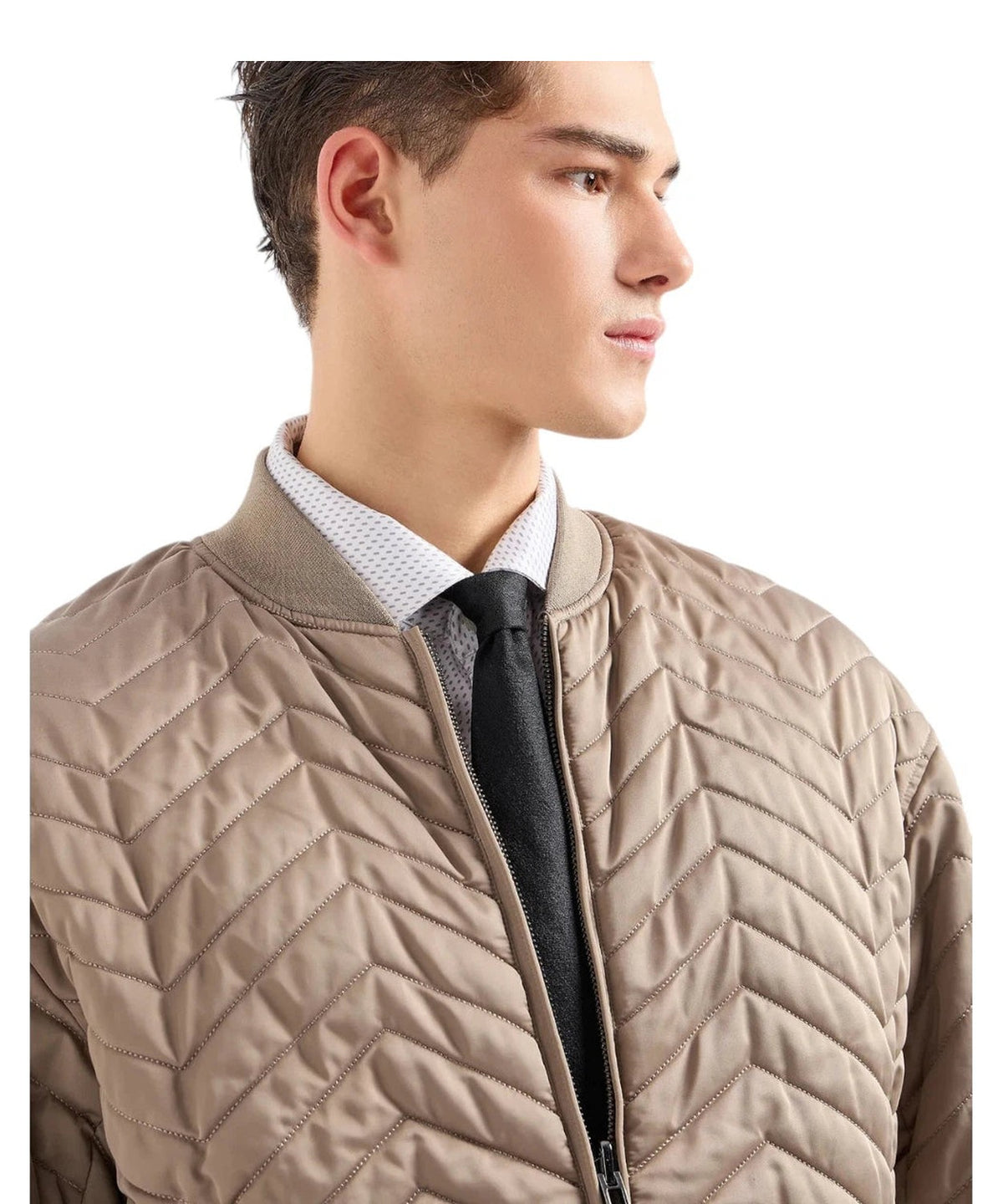 Bomber Reversibile in Raso Tecnico Matelassé con Motivo Chevron-Emporio Armani-Piumini-Vittorio Citro Boutique