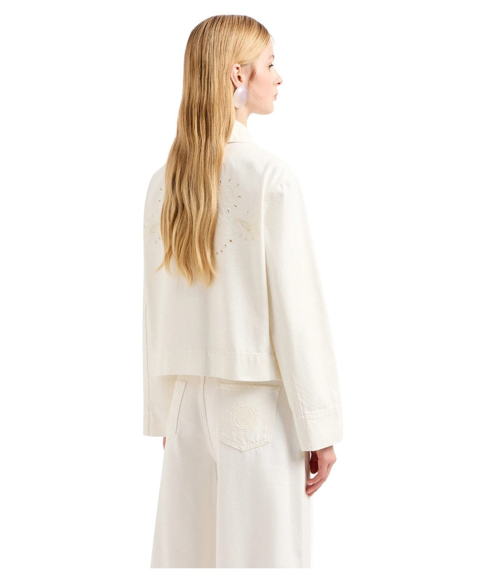 Blouson in Drill di Cotone con Ricamo-Emporio Armani-Giacche-Vittorio Citro Boutique