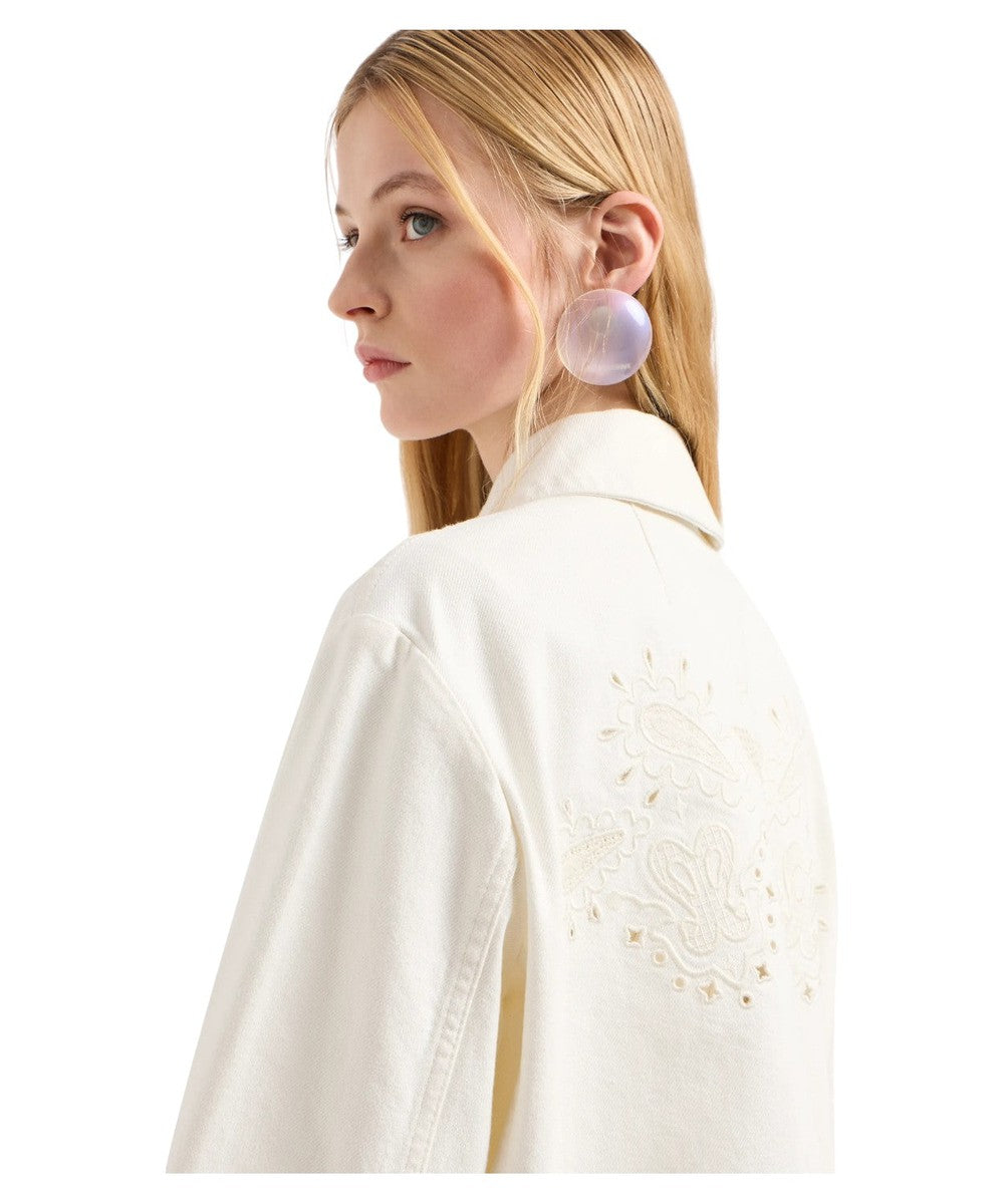 Blouson in Drill di Cotone con Ricamo-Emporio Armani-Giacche-Vittorio Citro Boutique