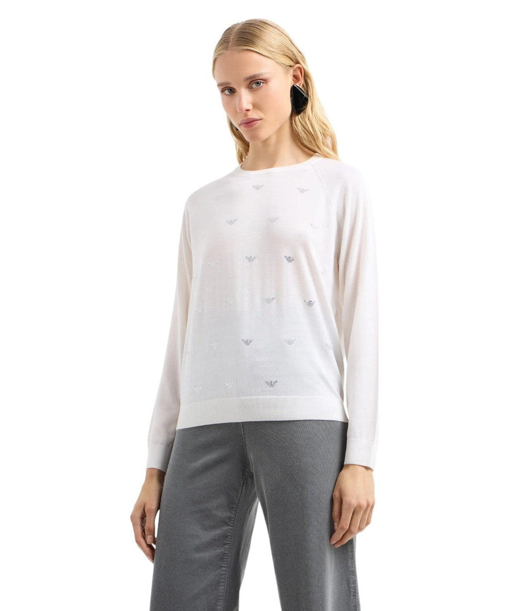 Maglione in lana rasata con micro strass Logo-Maglieria-Emporio Armani-Vittorio Citro Boutique
