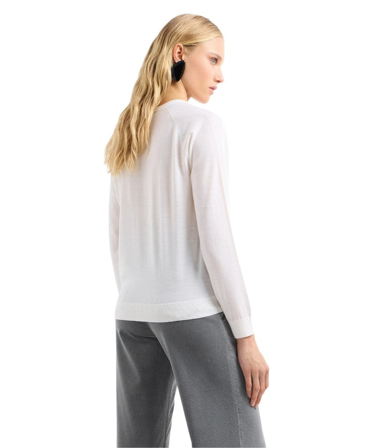 Maglione in lana rasata con micro strass Logo-Maglieria-Emporio Armani-Vittorio Citro Boutique