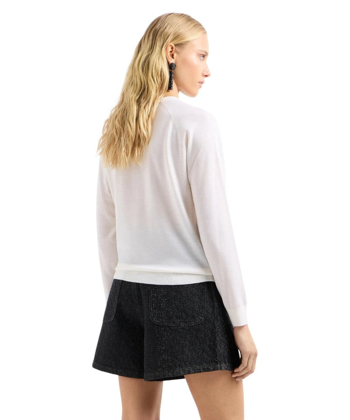 Maglione in lana rasata con micro strass-Emporio Armani-Maglieria-Vittorio Citro Boutique