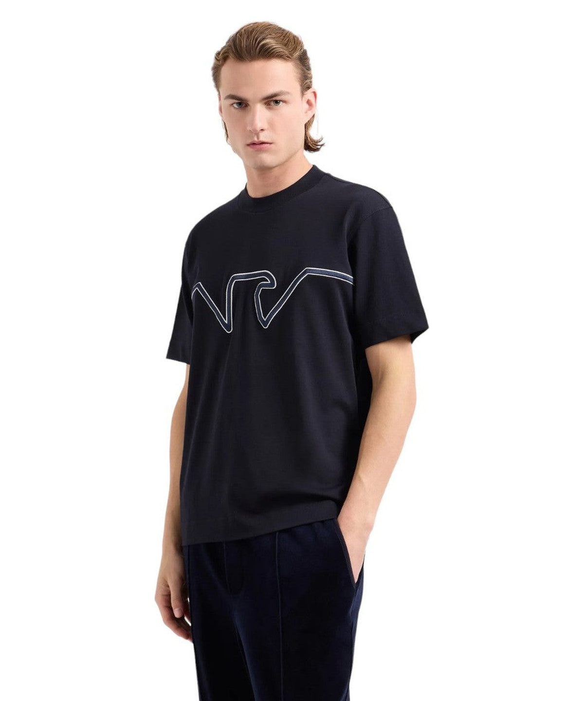 T-shirt in jersey heavy con ricamo logo a rilievo ASV-Emporio Armani-T-shirt-Vittorio Citro Boutique