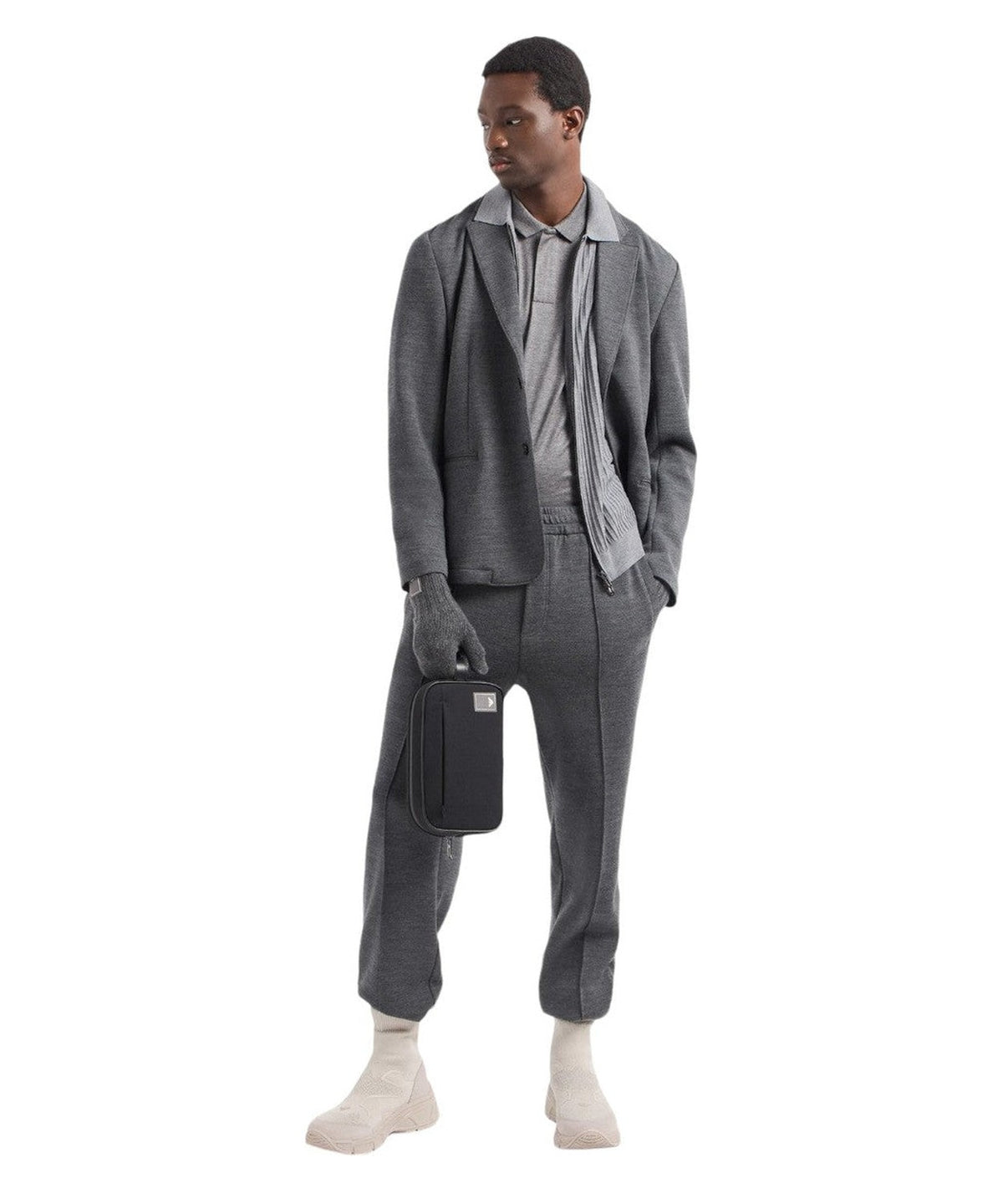 Pantaloni jogger in jersey misto lana vergine Travel Essential-Emporio Armani-Pantaloni-Vittorio Citro Boutique