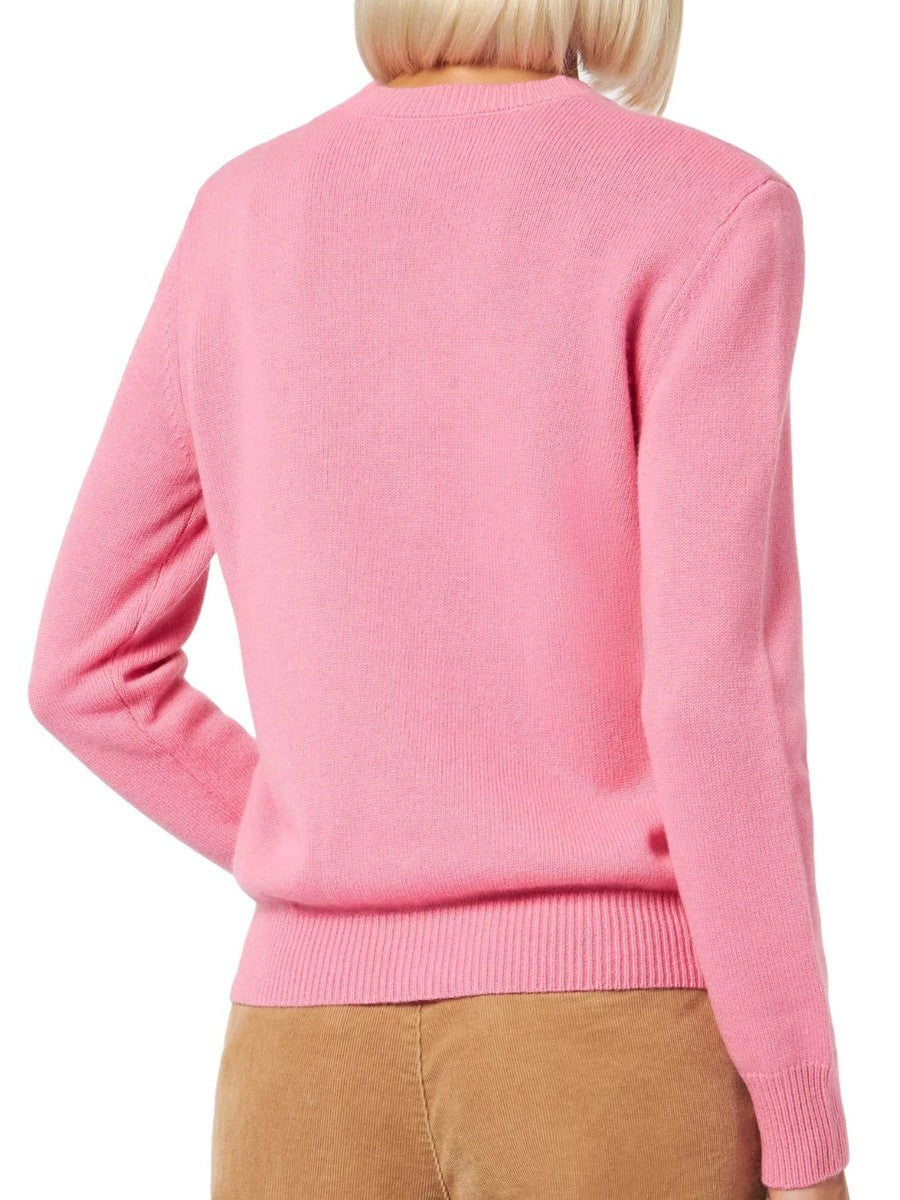 Maglia girocollo rosa con stampa strass Favolosa-Mc2 Saint Barth-Maglieria-Vittorio Citro Boutique