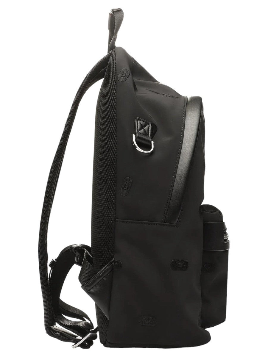 Zaino in nylon riciclato con ricamo timbrini aquila all over Armani Sustainability Values-Emporio Armani-Zaini-Vittorio Citro Boutique