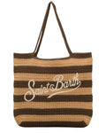 Borsa a Righe Crochet Marrone con Logo Ricamato-Mc2 Saint Barth-Borse a spalla-Vittorio Citro Boutique
