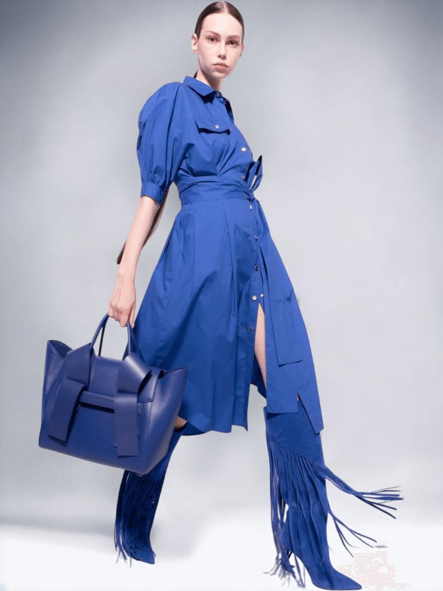 Chemisier in popeline di cotone con fusciacca - Vittorio Citro Boutique