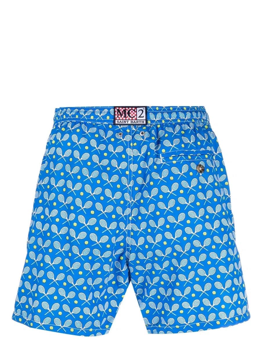 Pantaloncini da bagno uomo in tessuto leggero con stampa tennis - Vittorio Citro Boutique