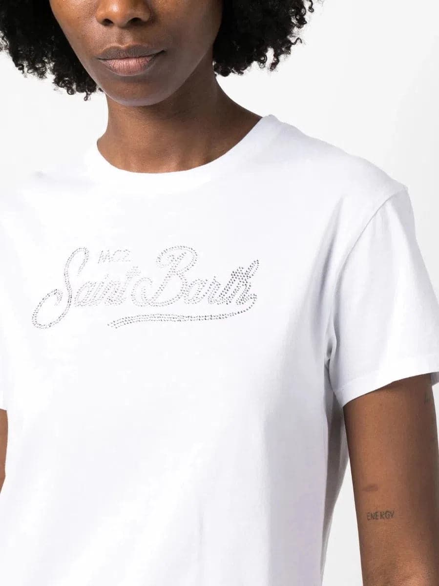 T-shirt con logo impreziosito da strass-T-shirt-Mc2 Saint Barth-Vittorio Citro Boutique