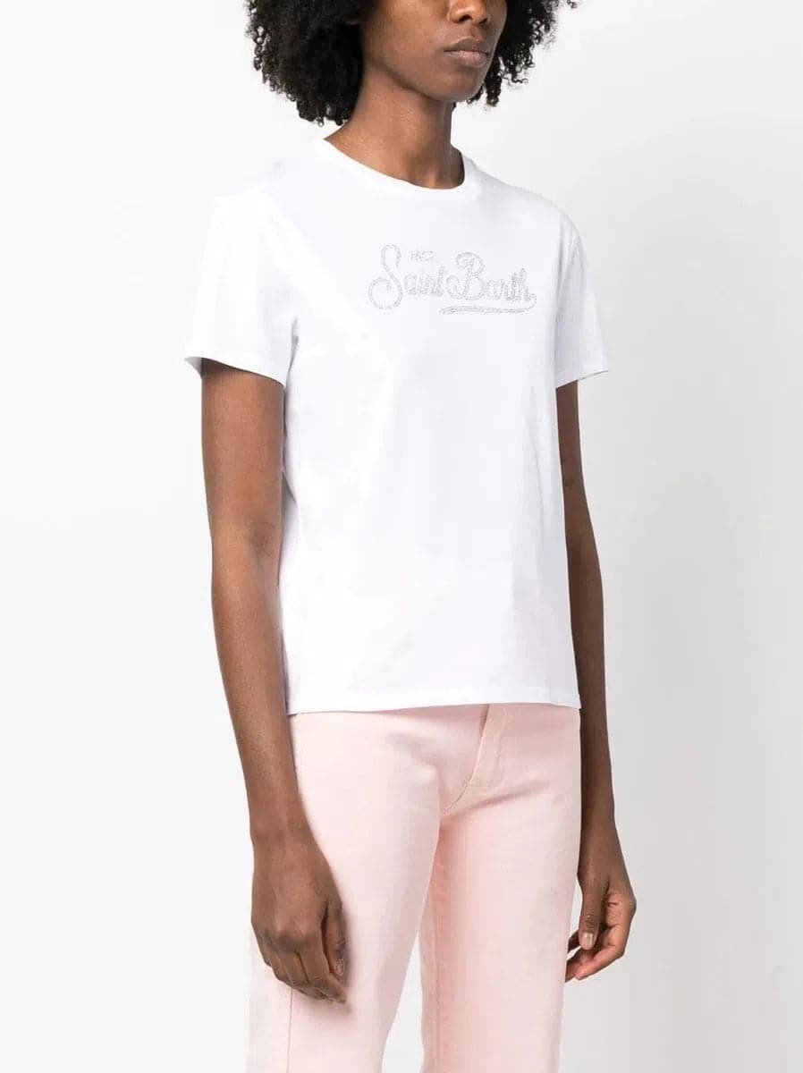 T-shirt con logo impreziosito da strass-T-shirt-Mc2 Saint Barth-Vittorio Citro Boutique
