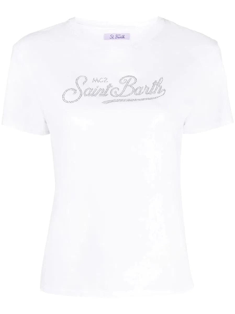 T-shirt con logo impreziosito da strass-T-shirt-Mc2 Saint Barth-Vittorio Citro Boutique