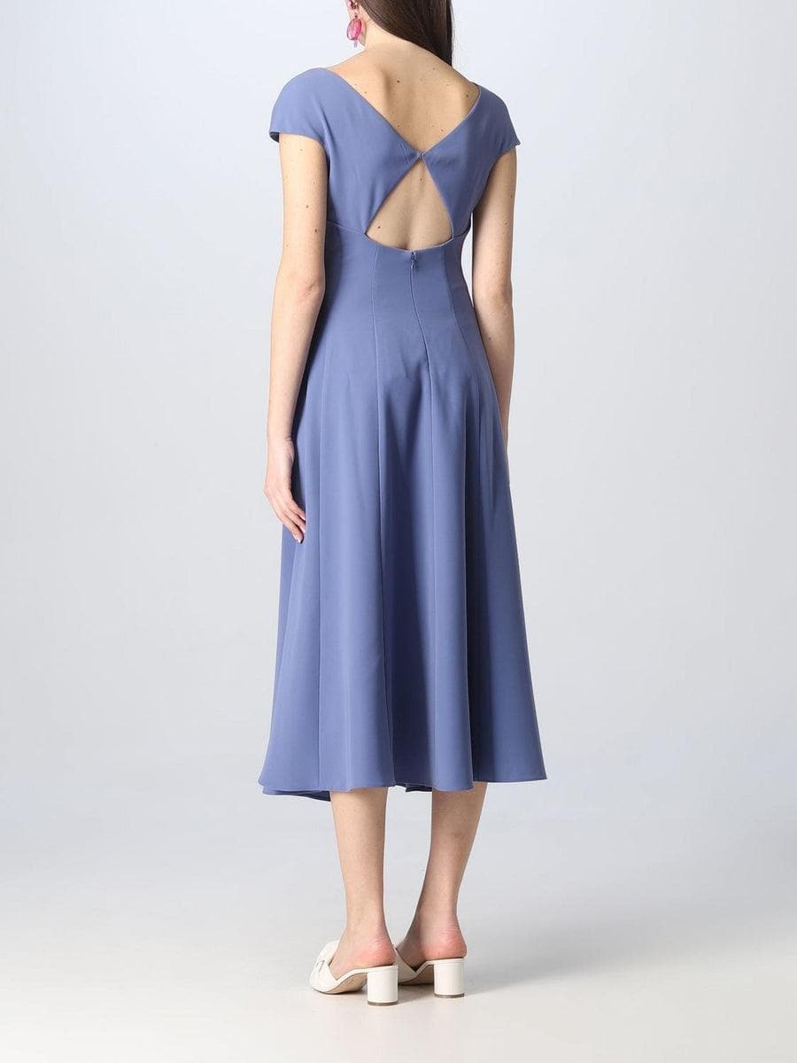 Abito longuette svasato con scollo a V in tecno cady - Vittorio Citro Boutique