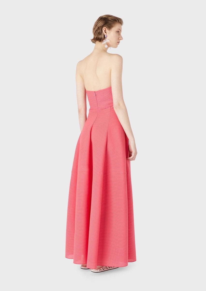 Abito lungo scollo cuore in tessuto barré a coste - Vittorio Citro Boutique