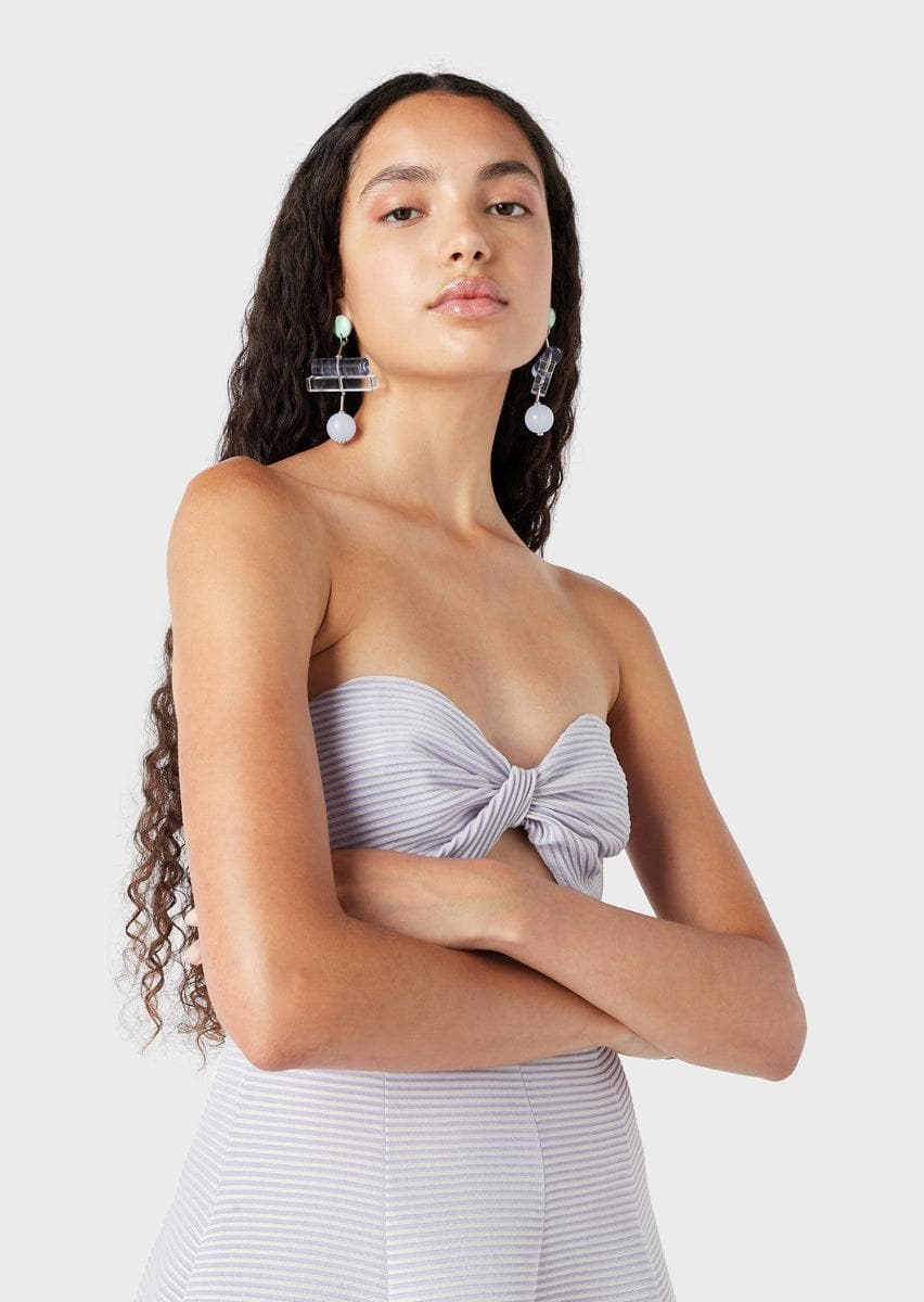 Abito lungo scollo cuore in tessuto barré a coste - Vittorio Citro Boutique