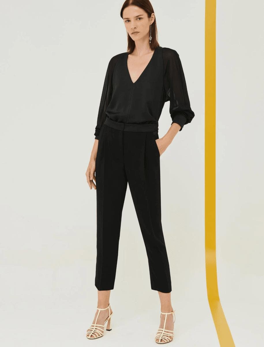 Blusa scollo a V in Satin - Vittorio Citro Boutique