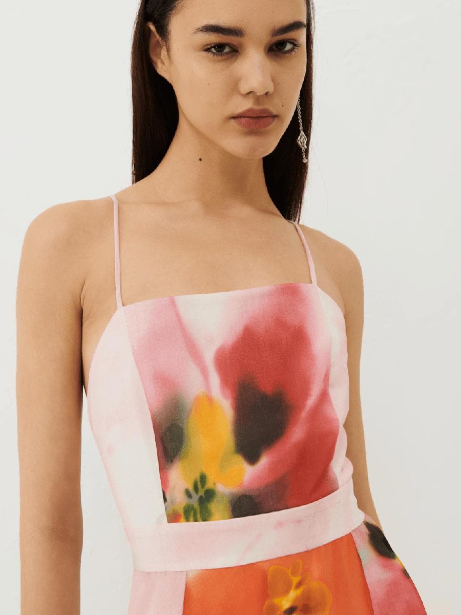 Abito lungo in georgette scollo squadrato - Vittorio Citro Boutique