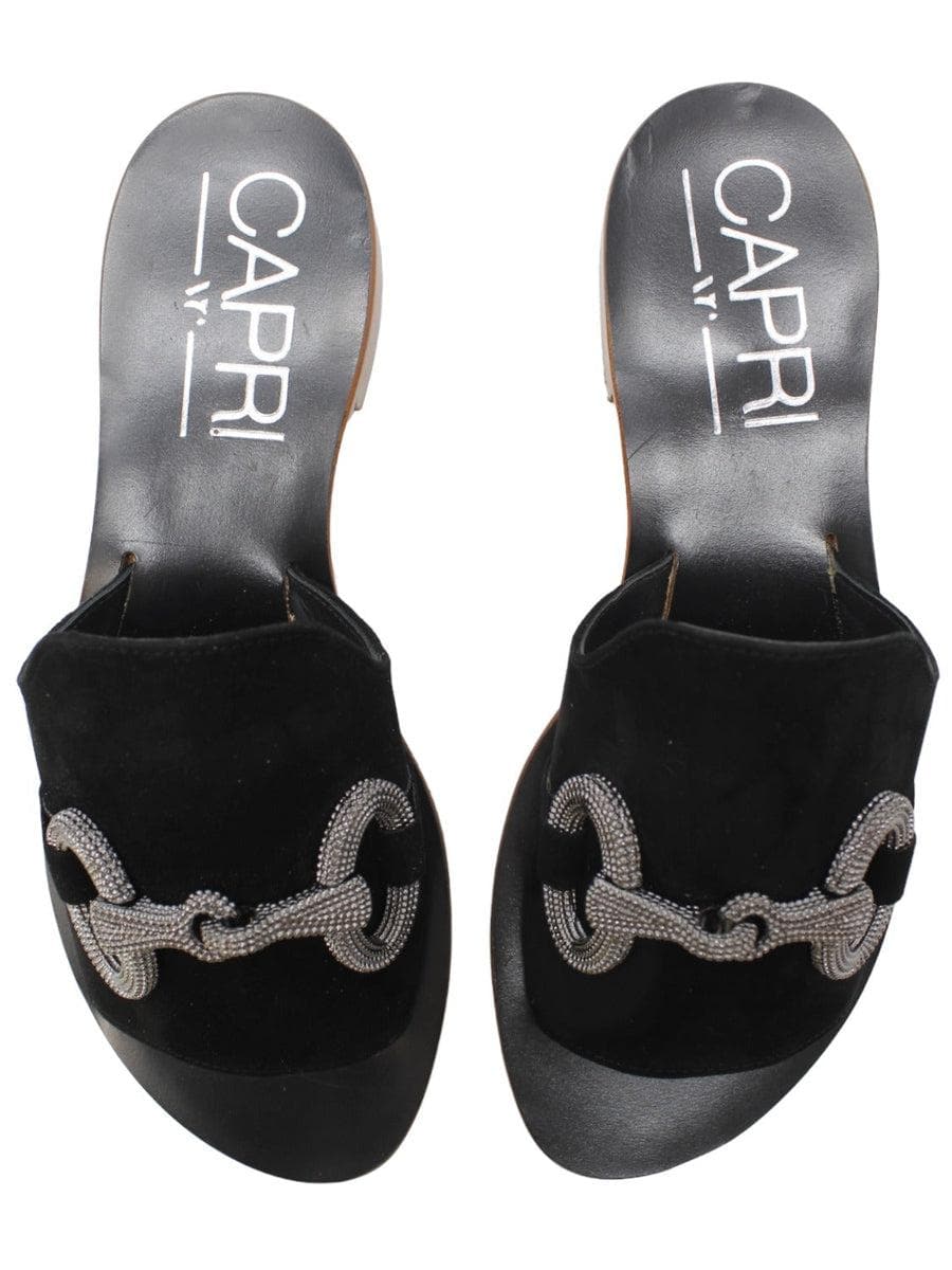 Ciabatte con applicazione catena-Ciabatte-Capri Vittorio Citro-Vittorio Citro Boutique