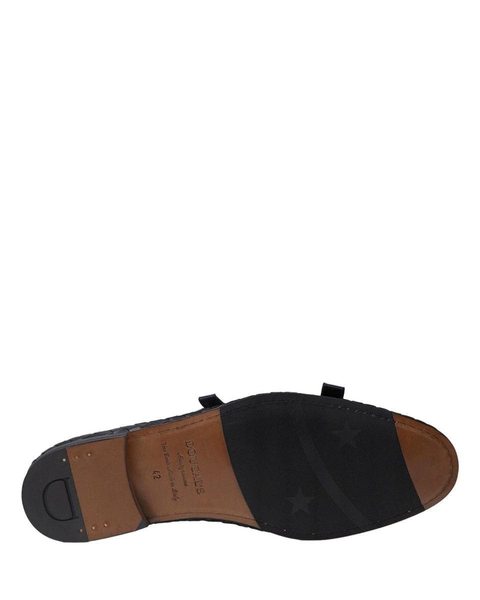 MOCASSINI DOPPIA FIBBIA IN PELLE INTRECCIATA BLU - Vittorio Citro Boutique