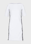 EMPORIO ARMANI - Abito in double jersey con zip e tape logato - Vittorio Citro Boutique