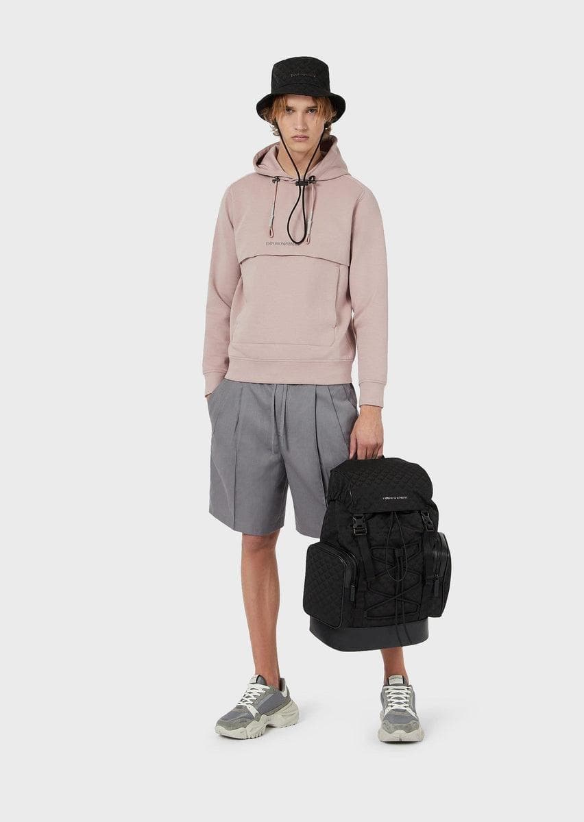 EMPORIO ARMANI - Bermuda con coulisse in twill di lana e lino - Vittorio Citro Boutique