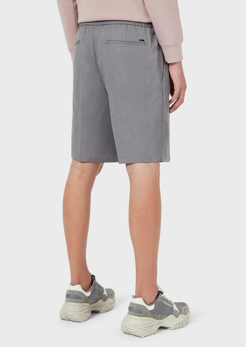 EMPORIO ARMANI - Bermuda con coulisse in twill di lana e lino - Vittorio Citro Boutique
