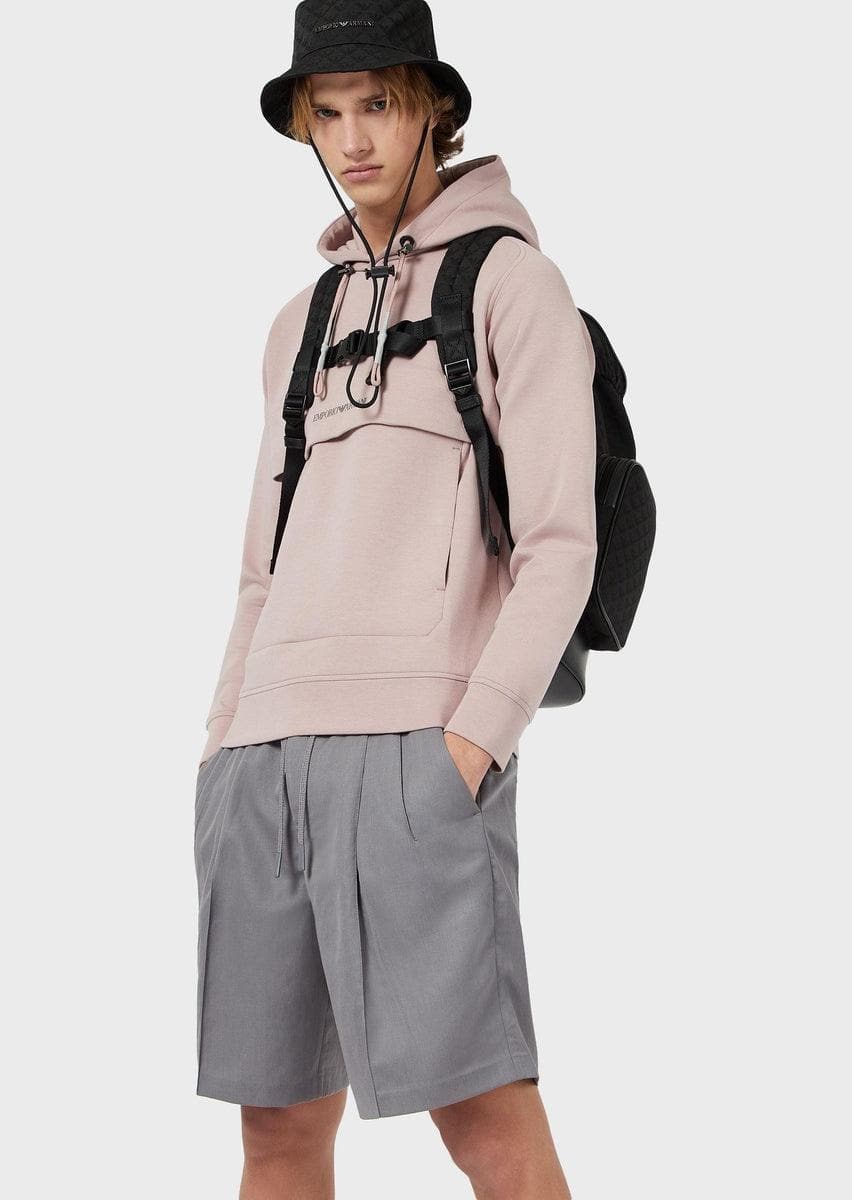 EMPORIO ARMANI - Bermuda con coulisse in twill di lana e lino - Vittorio Citro Boutique