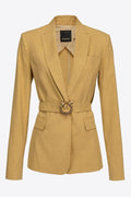 PINKO - Blazer in tela di lino con cintura love birds - Vittorio Citro Boutique