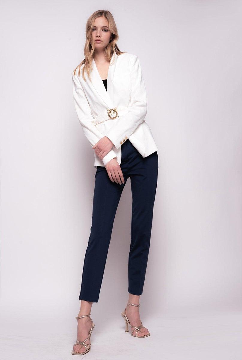 PINKO - Blazer in tela di lino con cintura love birds - Vittorio Citro Boutique